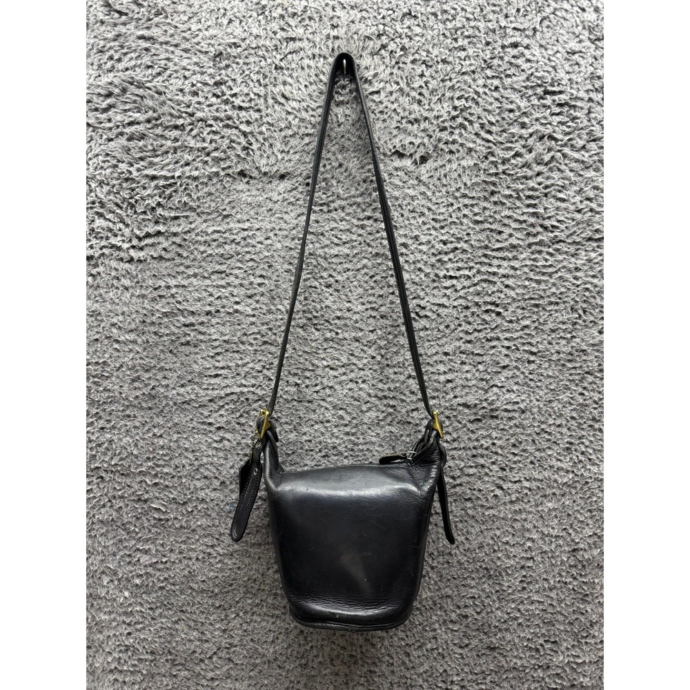 Vintage Coach 9019 Leather Maggie Mini Duffle Crossbody Bag Black 8" x 7"